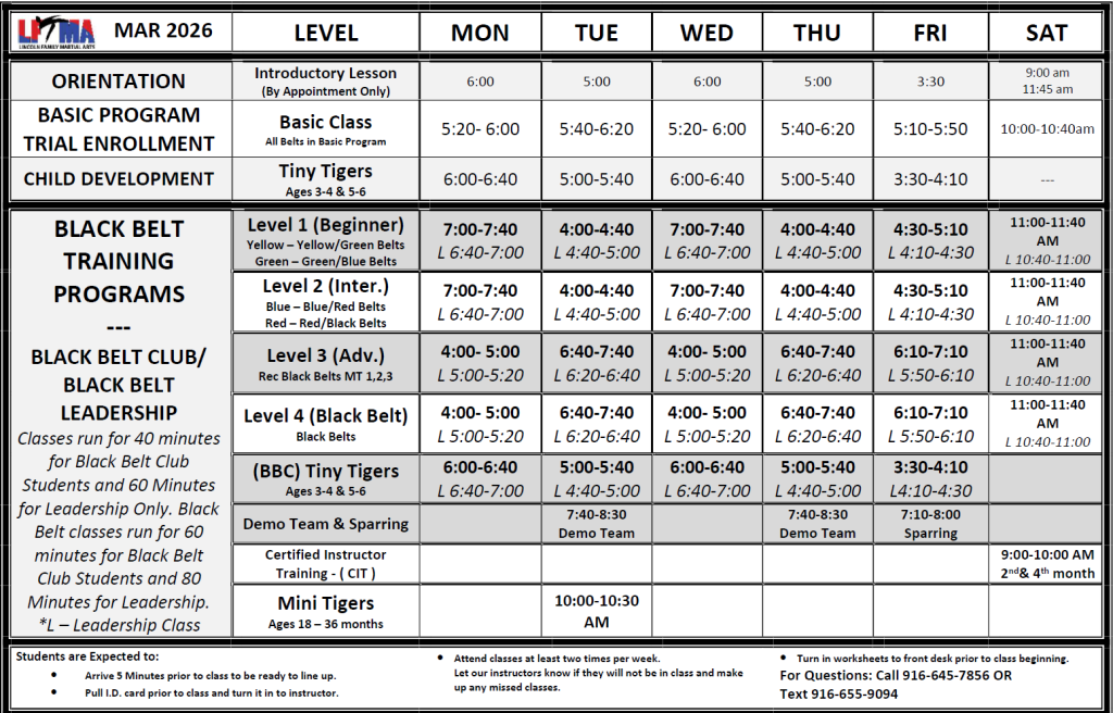 LFMA Schedule March 2026 PIC